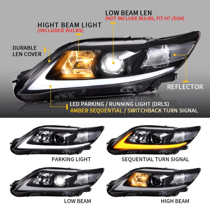 Đèn Pha Projector VLAND Cho Toyota Camry 2009-2011 – Xi Nhan Tuần Tự — ảnh 2