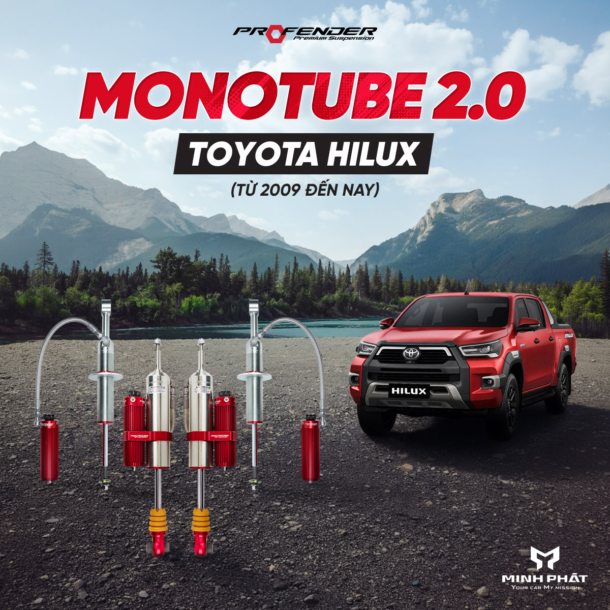 Mono20-Hilux.jpg Phuộc Giảm Xóc Profender Monotube 2.0 Cho Toyota Hilux
