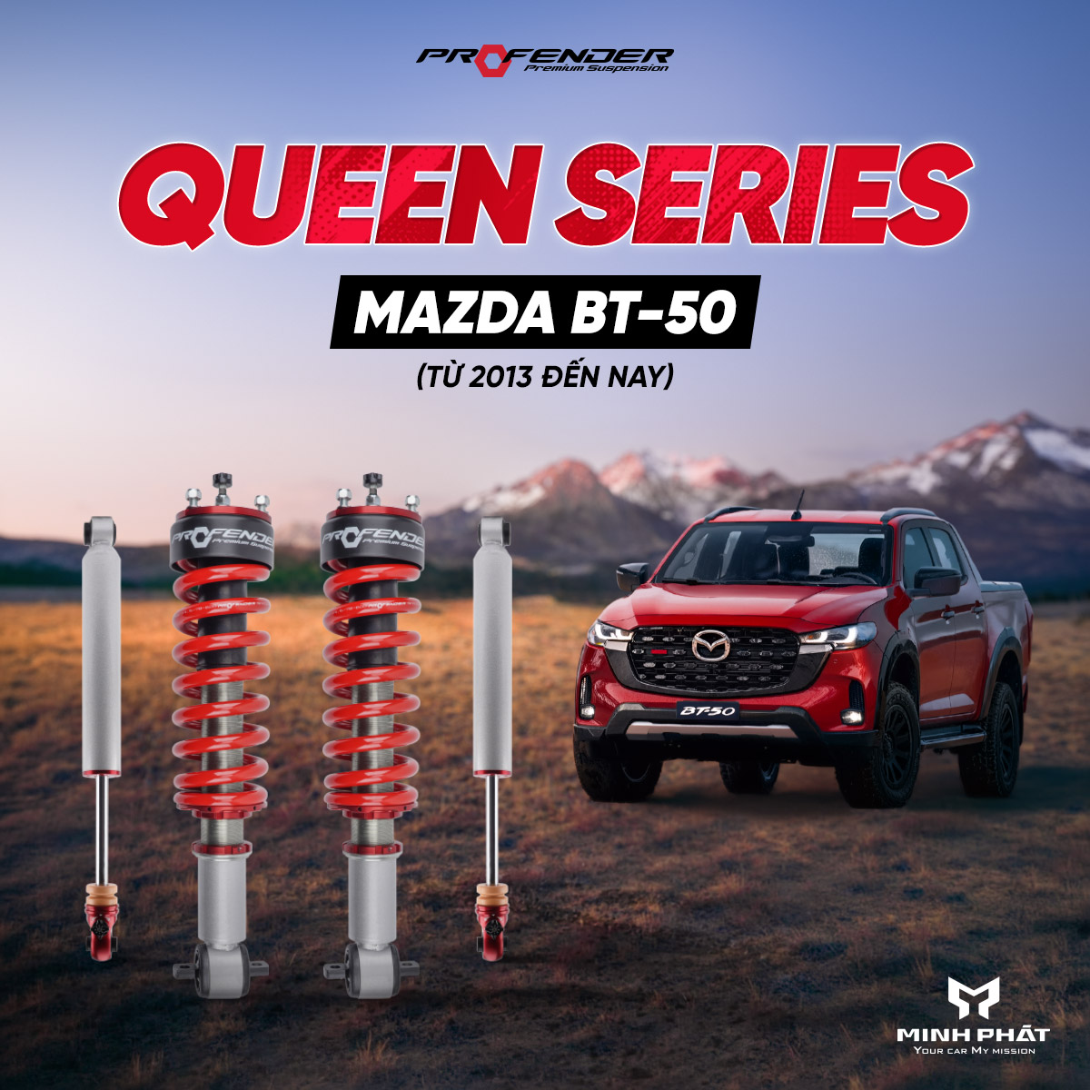 Queen-Series-BT50.jpg Phuộc Giảm Xóc Profender Queen Series Cho Mazda BT-50